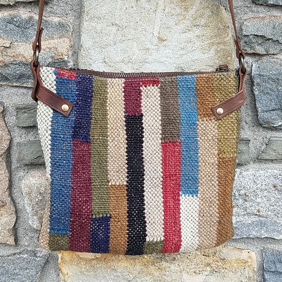 Vintage kilim wool  patchwork crossbody bag - Picture 2 of 8